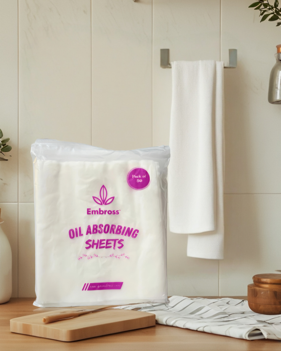 EMBROSS Oil-Absorbing Sheet (Pack of 50)