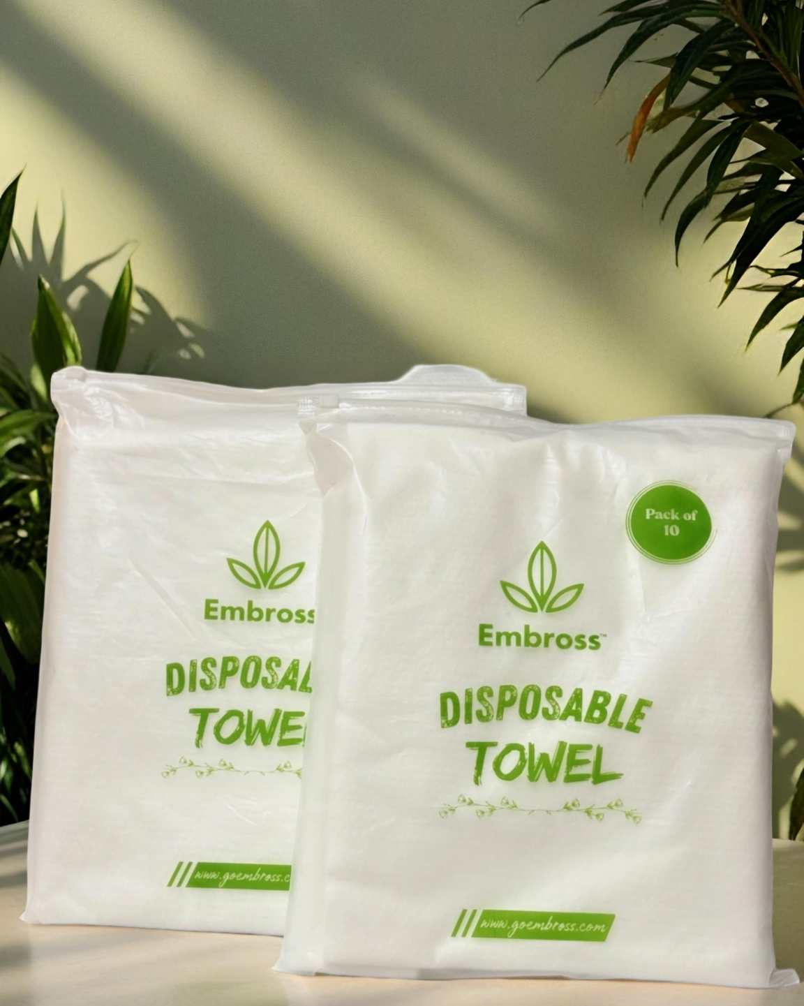 EMBROSS Disposable Travel/Bath Towel (Pack of 10)