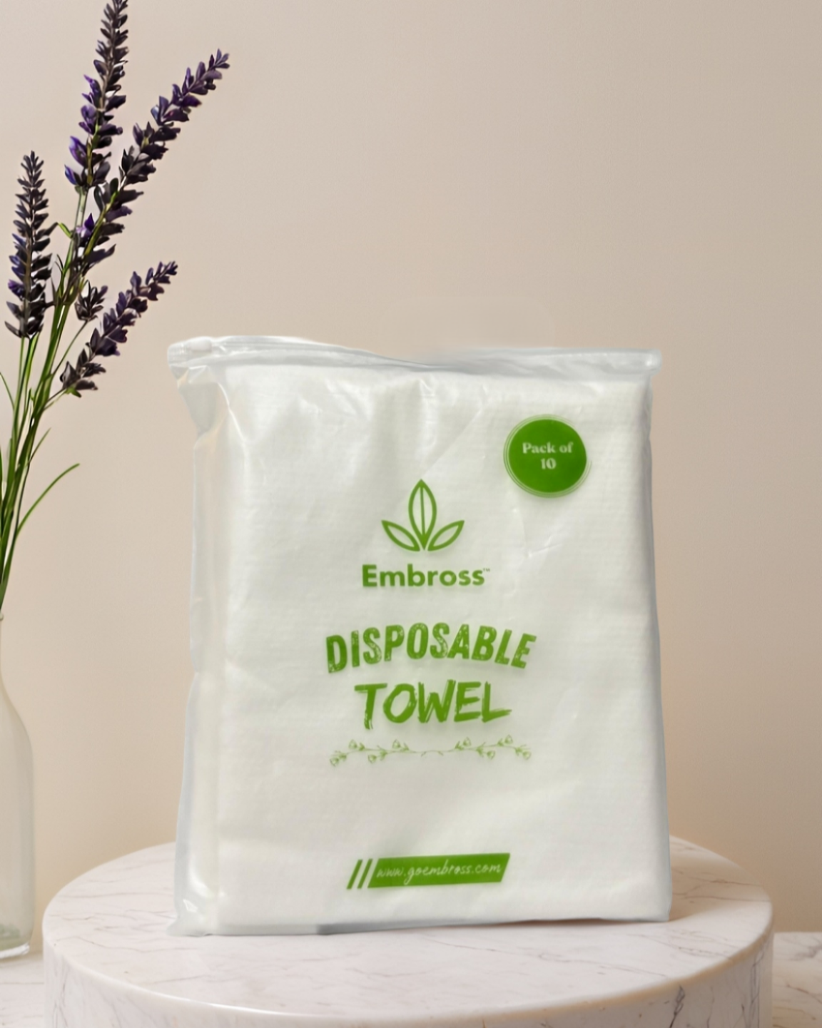 EMBROSS Disposable Travel/Bath Towel (Pack of 10)