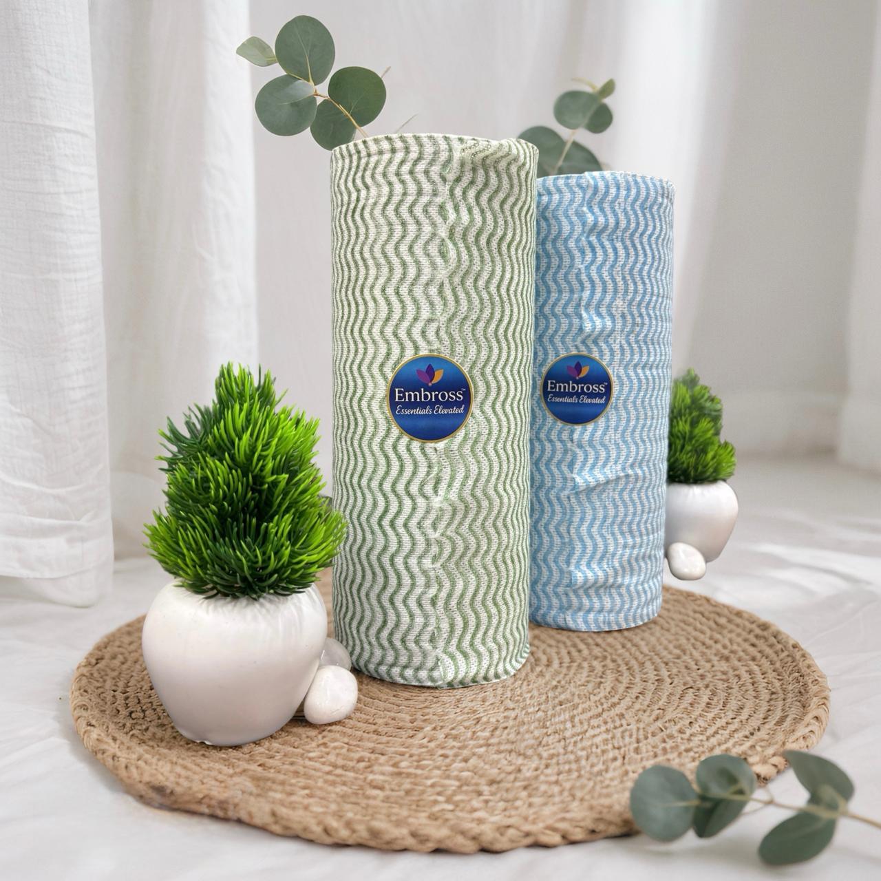 EMBROSS Reusable Towel Roll (80 Pulls per Roll, Pack of 2)