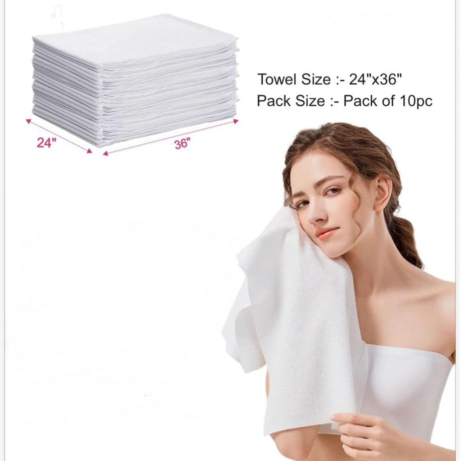 EMBROSS Disposable Travel/Bath Towel (Pack of 10)