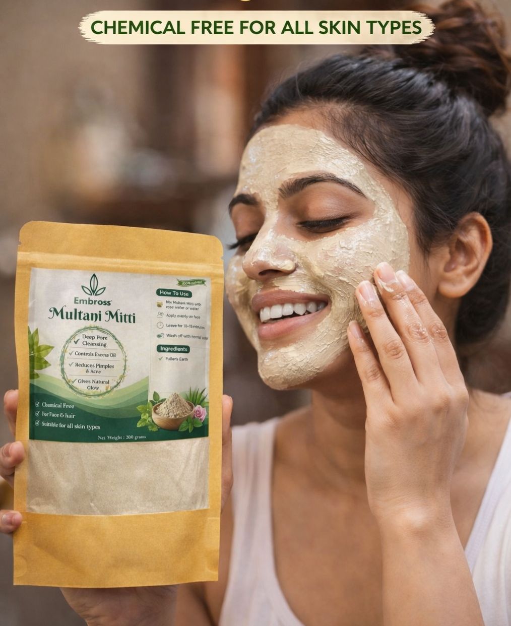 EMBROSS Multani Mitti Powder - 100% Natural Fuller's Earth