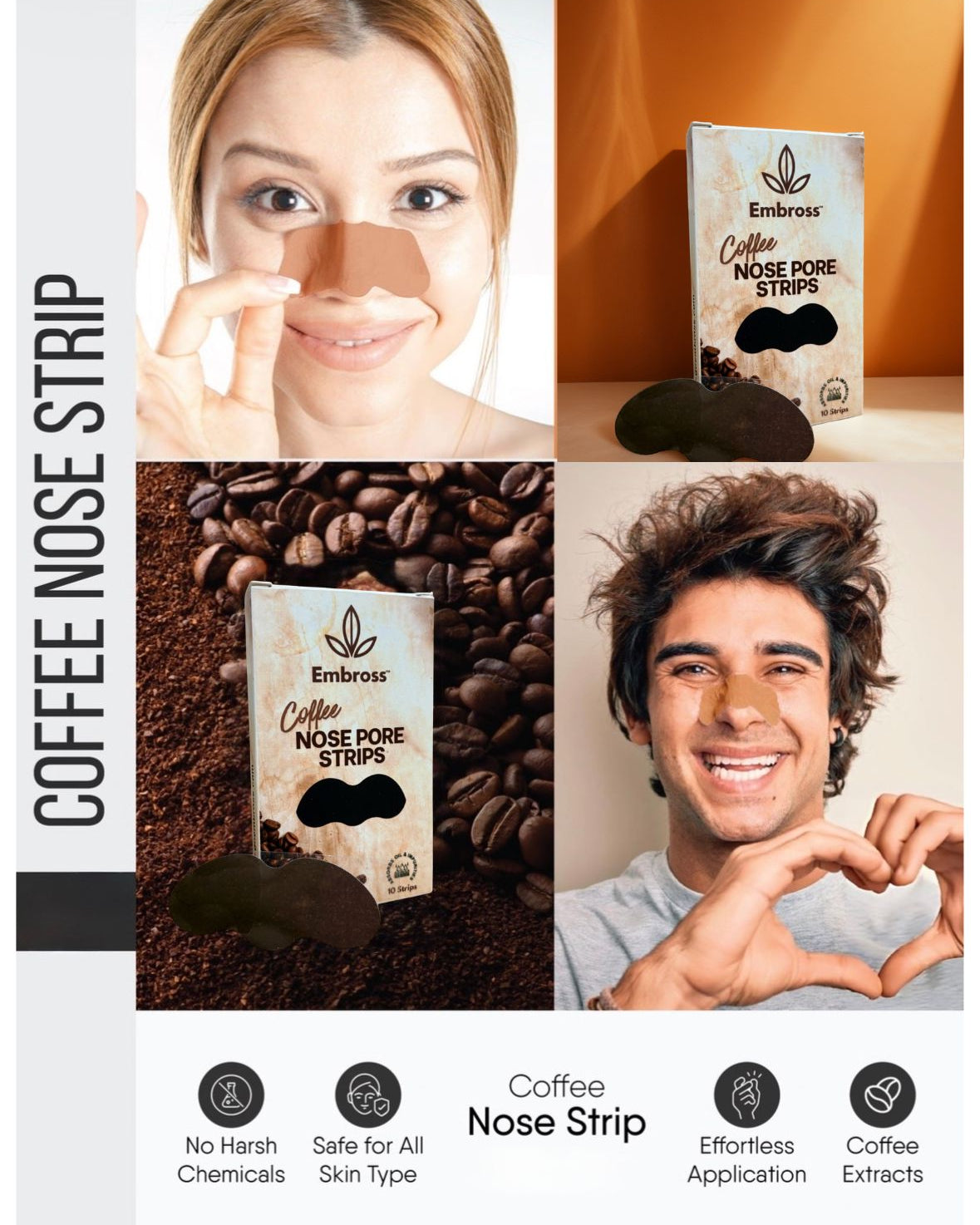 EMBROSS Coffee Nose Pore Strips - Pack of 10