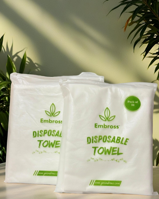 EMBROSS Disposable Travel/Bath Towel (Pack of 10)