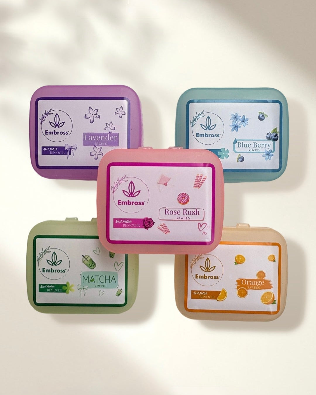 EMBROSS Nail Polish Remover Wipes – Pack of 5