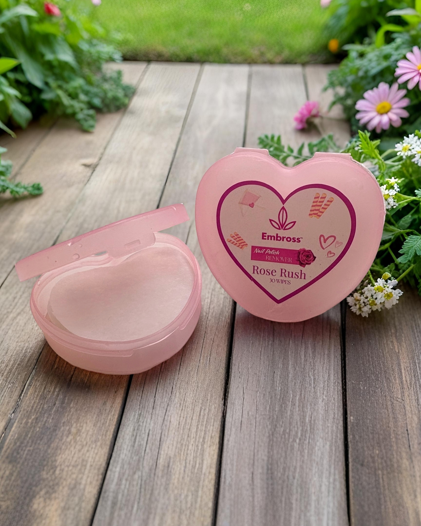 EMBROSS Heart Shape Nail Polish Remover Wipes - Pack of 2