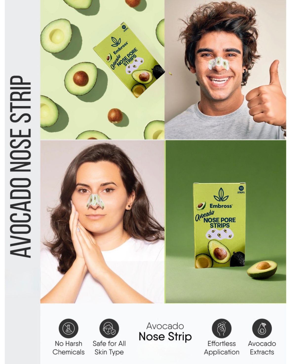 EMBROSS Avocado Nose Pore Strips - Pack of 10