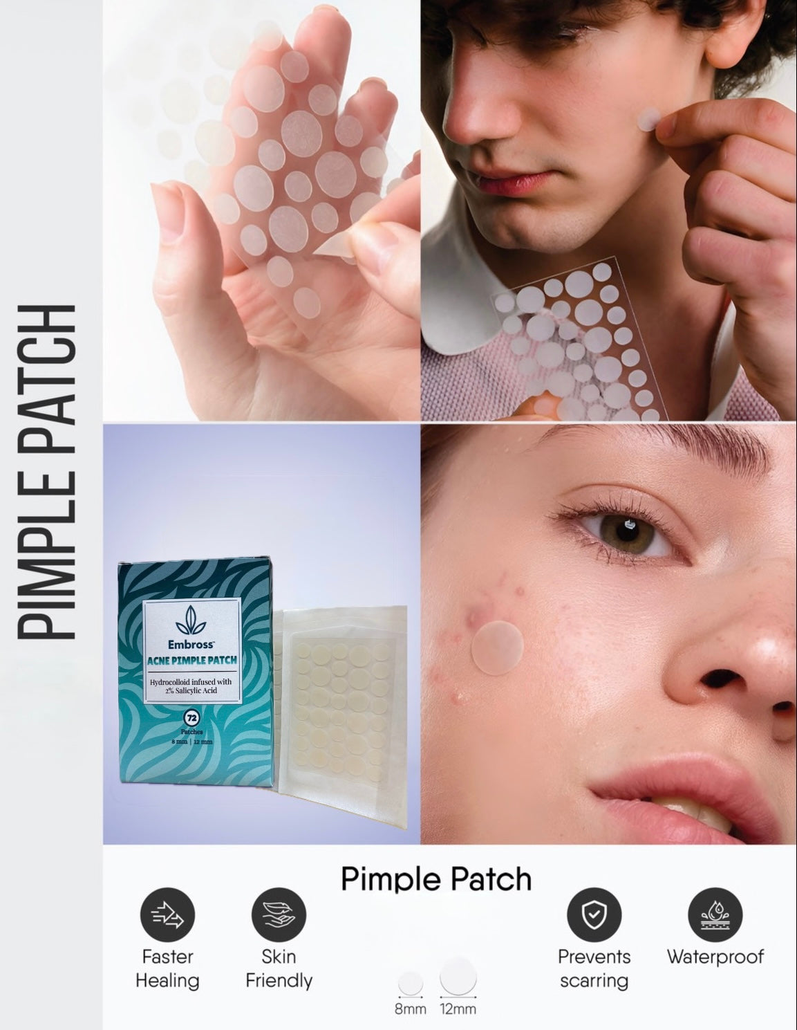 EMBROSS Hydrocolloid infused Acne Pimple Patch (72 Patches)