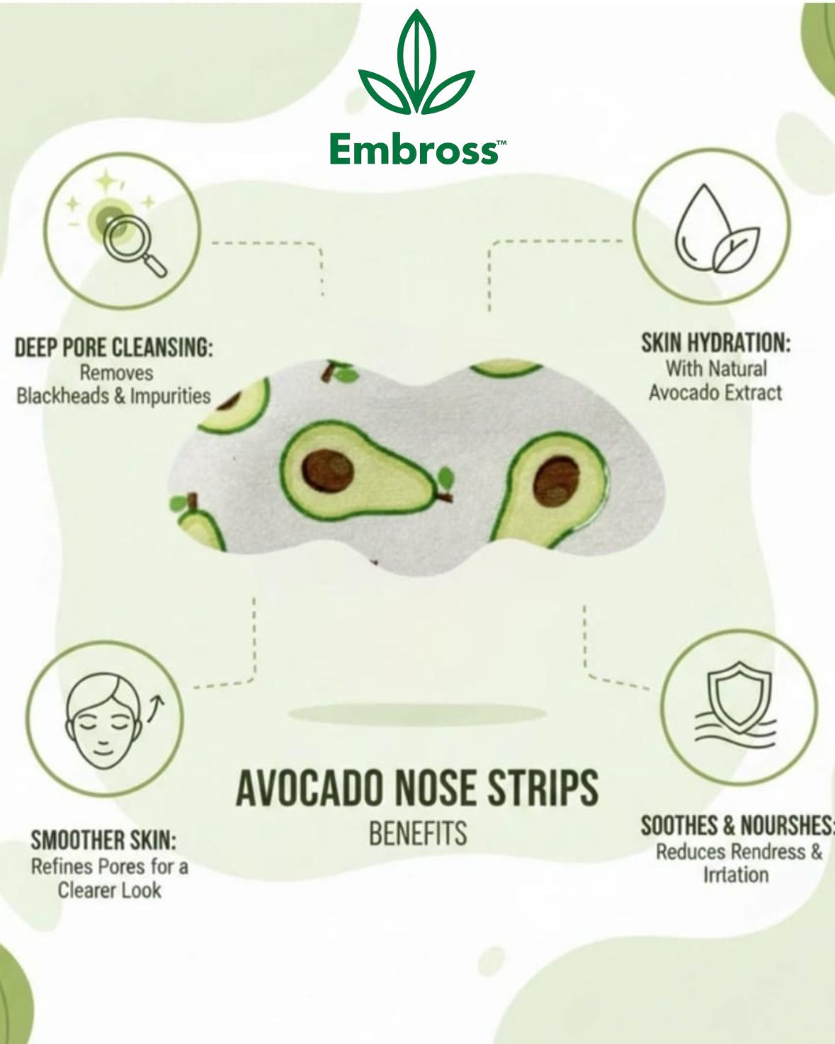EMBROSS Avocado Nose Pore Strips - Pack of 10