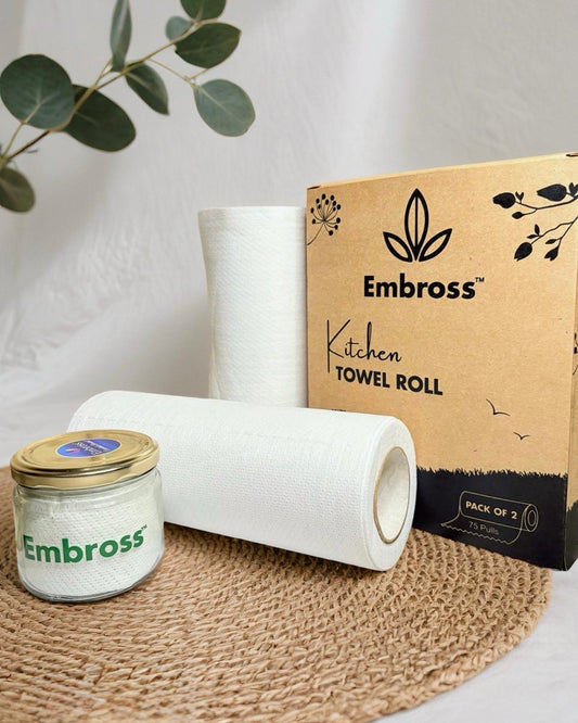EMBROSS Kitchen Towel Roll (75 Pulls per Roll, Pack of 2)
