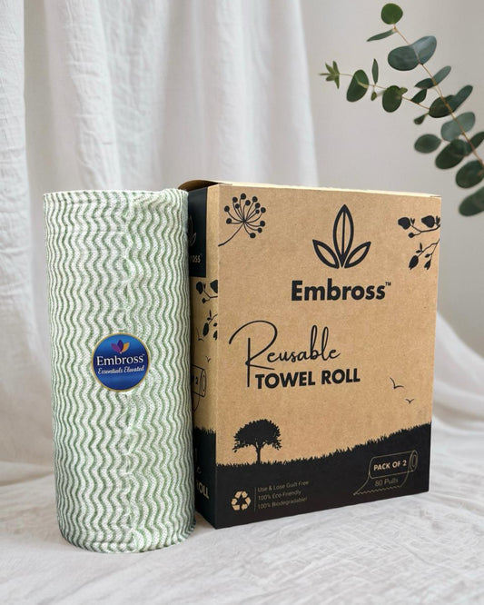 EMBROSS Reusable Towel Roll (80 Pulls per Roll, Pack of 2)