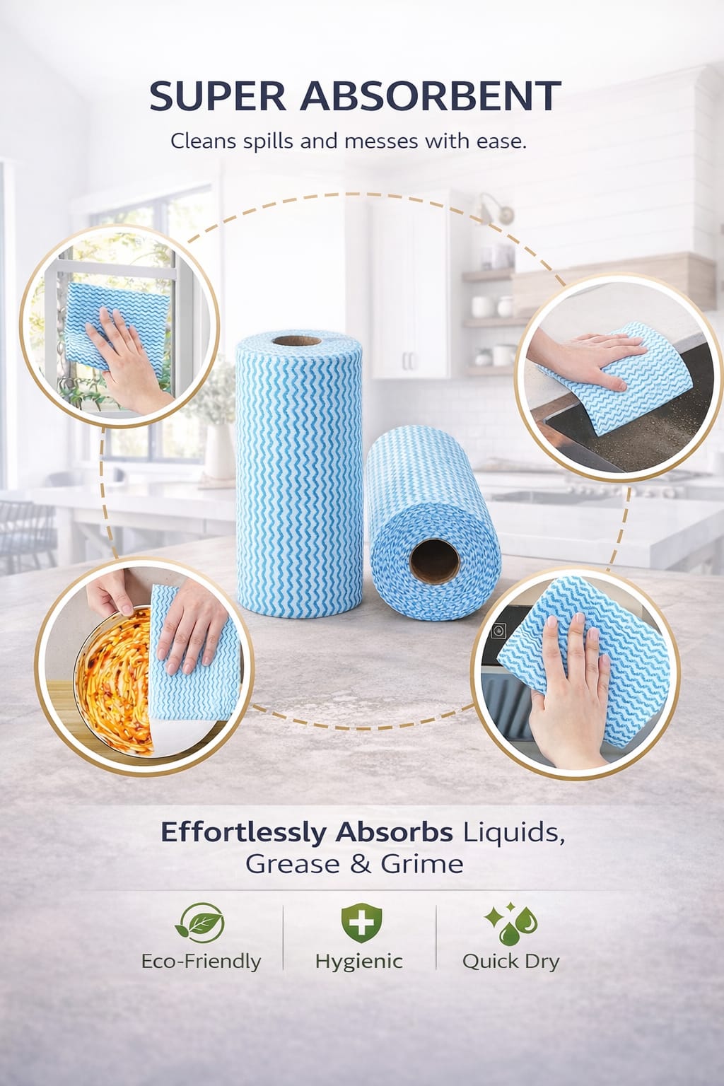 EMBROSS Reusable Towel Roll - Pack of 2 (80 Pulls per Roll)