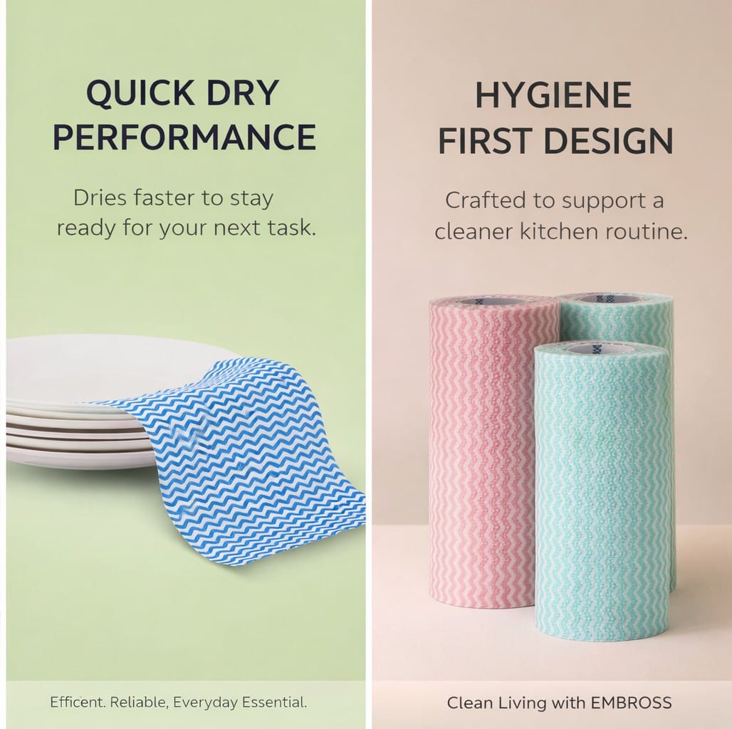 EMBROSS Reusable Towel Roll - Pack of 2 (80 Pulls per Roll)