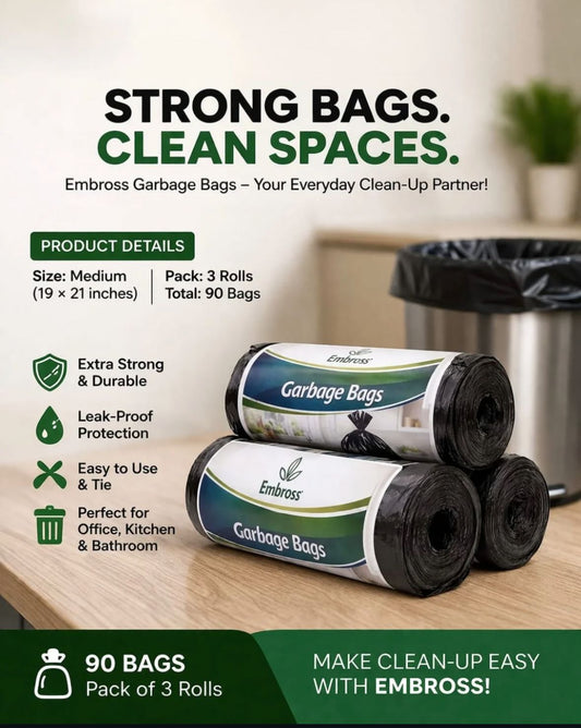 EMBROSS Multi-Purpose Garbage Bags (Pack of 3) - Medium